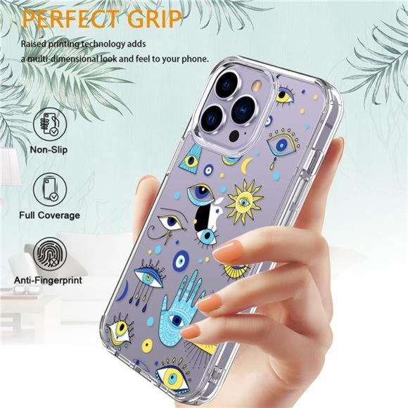 For iPhone 14 Pro Max 6.7" Case with Screen Protector, Turkish Eye Cute Design - Picture 5 of 6